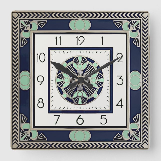 Art Deco Fyrkantig Klocka (Framsida)