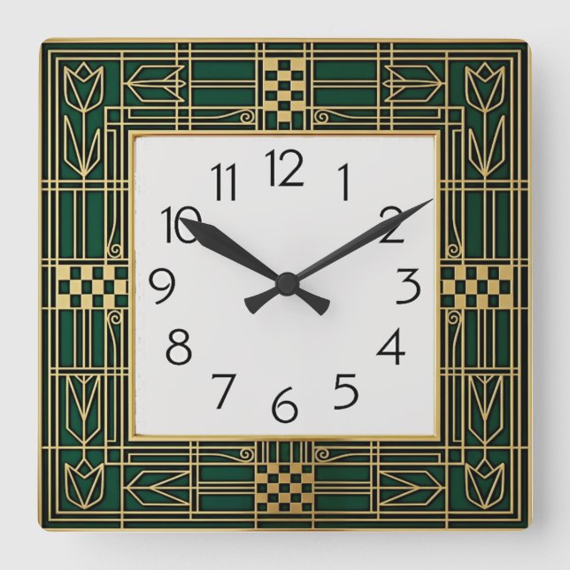 Art Deco Fyrkantig Klocka (Framsida)
