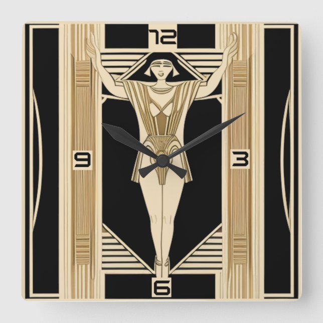 Art Deco Fyrkantig Klocka (Framsida)