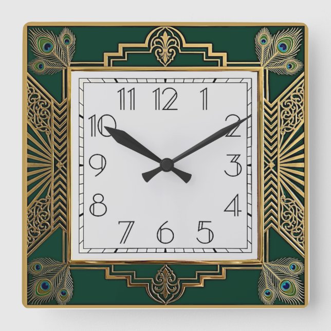 Art Deco Fyrkantig Klocka (Framsida)