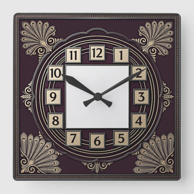 Art Deco Fyrkantig Klocka (Framsida)