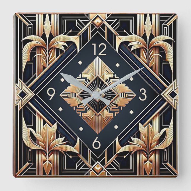 Art Deco Fyrkantig Klocka (Framsida)