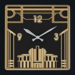 Art Deco Fyrkantig Klocka<br><div class="desc">Underbar Art Deco-klockdesign. Du kommer att kärlek det som andra. Du kan fritt använda den här designen för andra produkter eller anpassa och lägga till text. Följ mig för mer. Ha en trevlig dag.</div>