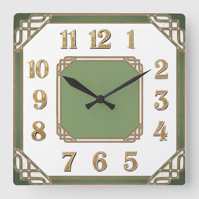 Art Deco Fyrkantig Klocka (Framsida)