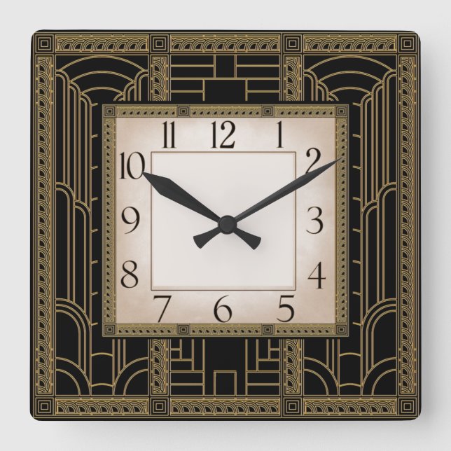 Art Deco Fyrkantig Klocka (Framsida)