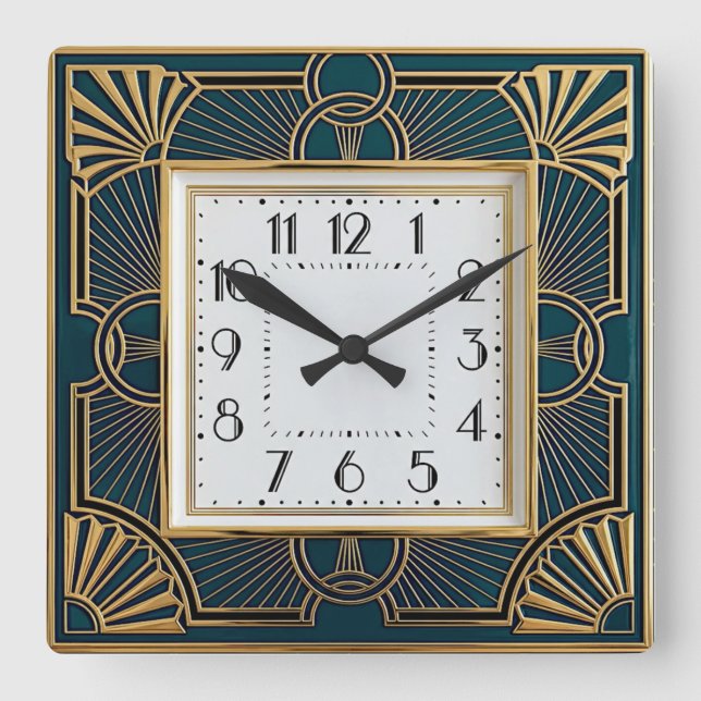 Art Deco Fyrkantig Klocka (Framsida)
