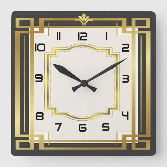 Art deco fyrkantig klocka (Framsida)