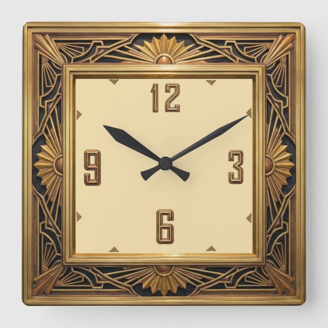 Art Deco Fyrkantig Klocka (Framsida)