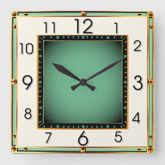Art Deco Fyrkantig Klocka (Framsida)