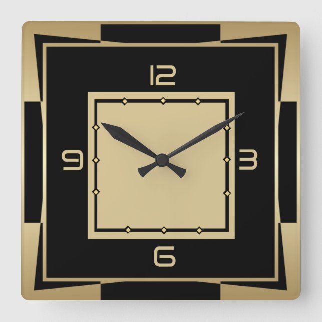 Art Deco Fyrkantig Klocka (Framsida)