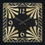 Art Deco Fyrkantig Klocka<br><div class="desc">Svart och Guld Art Deco Det är dags att visa upp dina favoritbilder, foton och text med en anpassningsbar runt väggklocka från Zazzle. Denna väggklocka är utrustad med två storlekar och trycks på ett dynamiskt sätt med AcryliPrint®HD-processaa för att säkerställa högsta möjliga visning för innehåll. Beställ den här anpassningsbarna runt...</div>