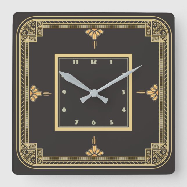 Art deco fyrkantig klocka (Framsida)