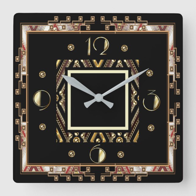 Art Deco Fyrkantig Klocka (Framsida)