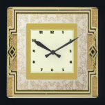 Art Deco Fyrkantig Klocka<br><div class="desc">Underbar utformning. Du kommer att kärlek det som andra. Du kan fritt använda den här designen och lägga till text. Följ mig för mer. Tack. Ha en trevlig dag.</div>