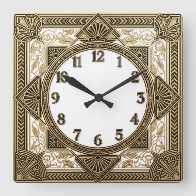 Art Deco  Fyrkantig Klocka (Framsida)