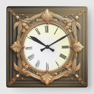 Art Deco Fyrkantig Klocka