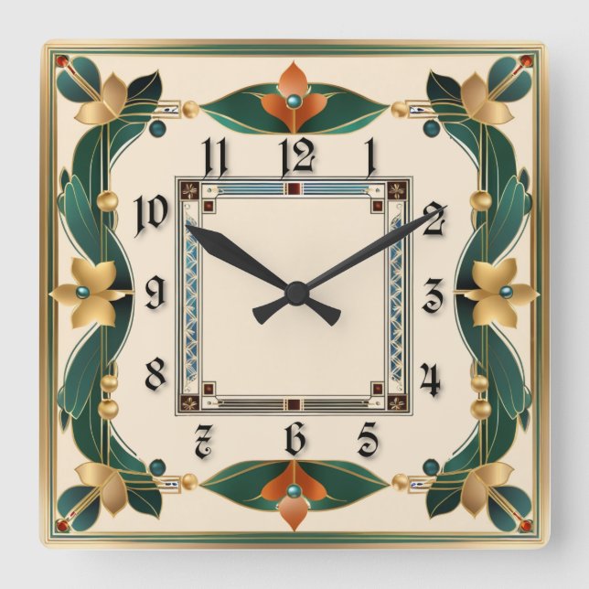 Art Deco Fyrkantig Klocka (Framsida)
