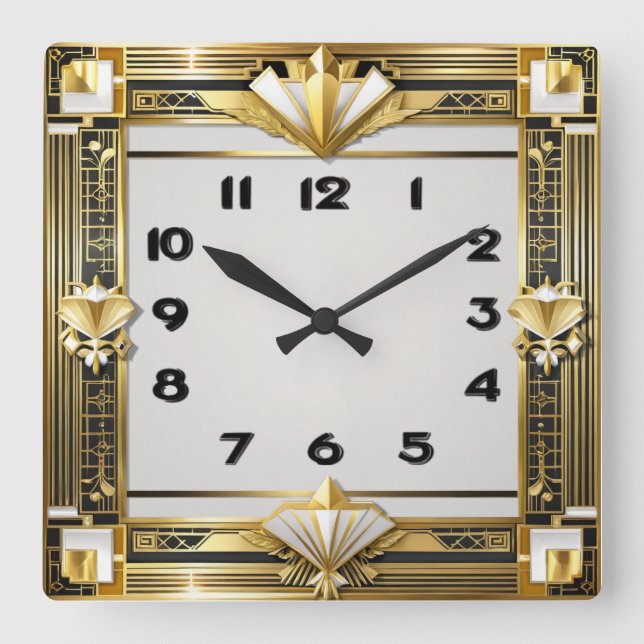 Art Deco Fyrkantig Klocka (Framsida)