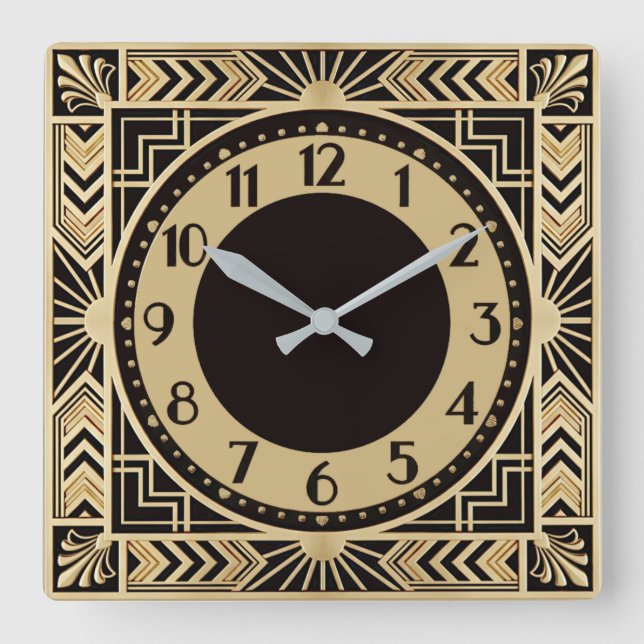 Art Deco Fyrkantig Klocka (Framsida)