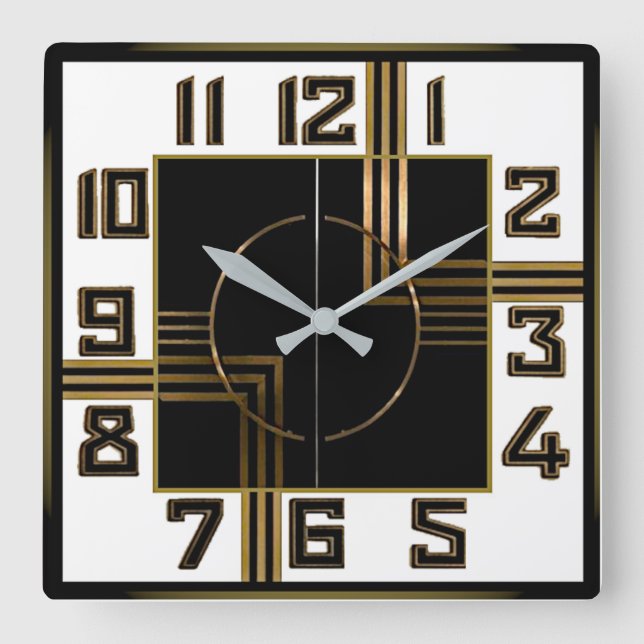 Art Deco Fyrkantig Klocka (Framsida)