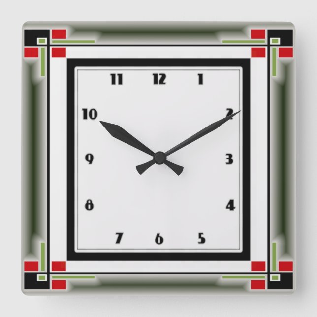 Art Deco Fyrkantig Klocka (Framsida)
