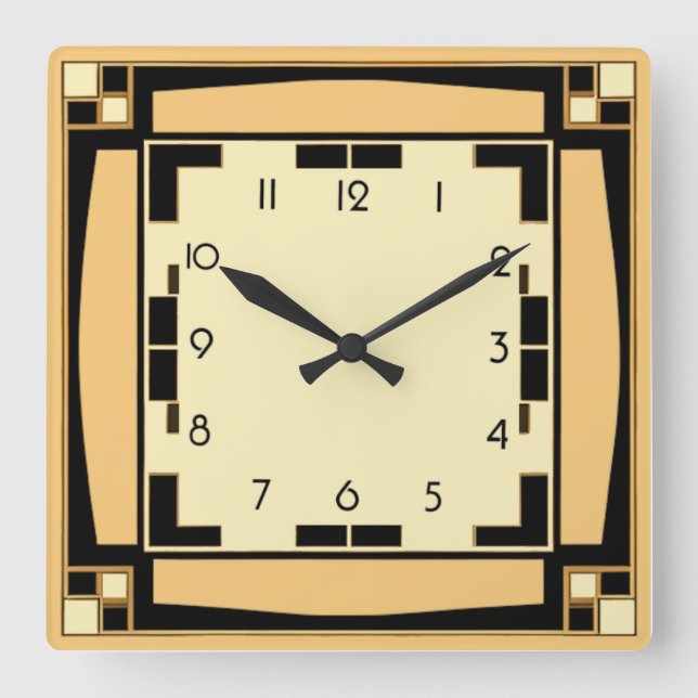 Art Deco Fyrkantig Klocka (Framsida)