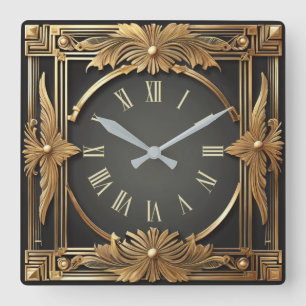 Art Deco Fyrkantig Klocka