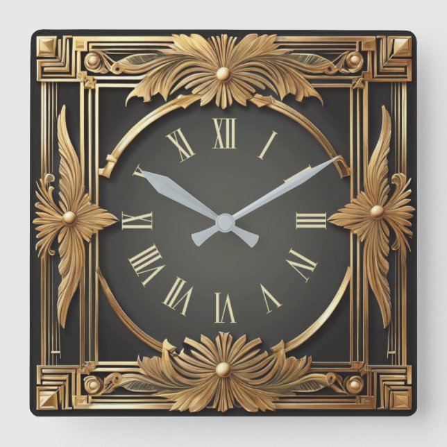 Art Deco Fyrkantig Klocka (Framsida)