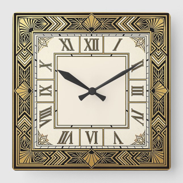 Art Deco Fyrkantig Klocka (Framsida)