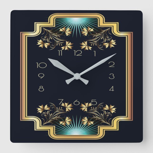 Art Deco Fyrkantig Klocka (Framsida)