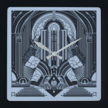 Art Deco Fyrkantig Klocka<br><div class="desc">Se min butik för mer mönstrade artiklar.</div>