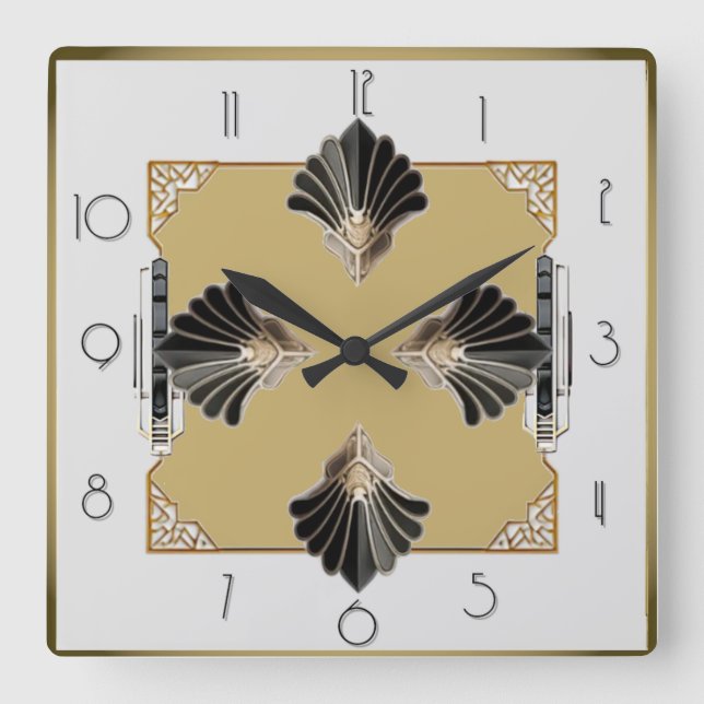Art Deco Fyrkantig Klocka (Framsida)