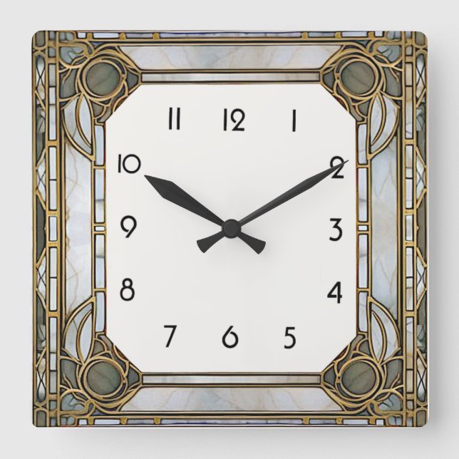 Art Deco Fyrkantig Klocka (Framsida)