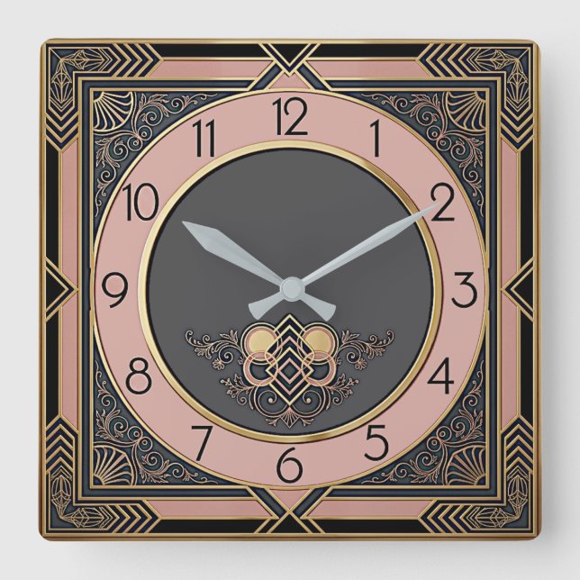 Art Deco Fyrkantig Klocka (Framsida)