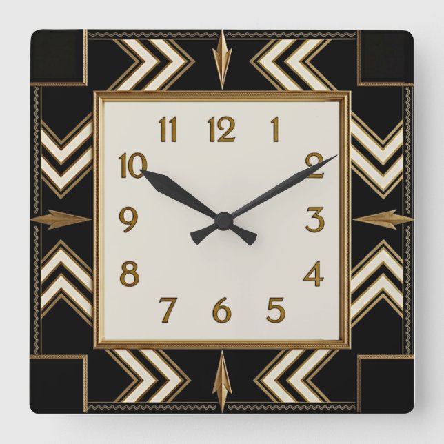 Art Deco Fyrkantig Klocka (Framsida)