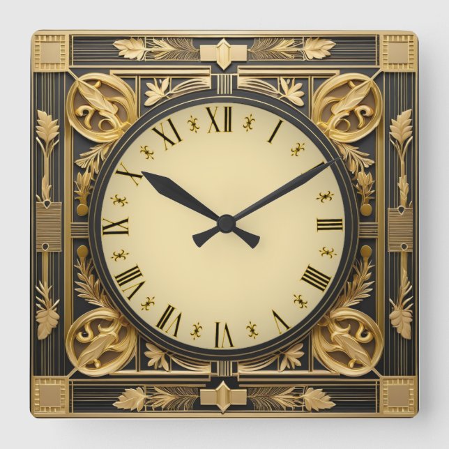 Art Deco Fyrkantig Klocka (Framsida)