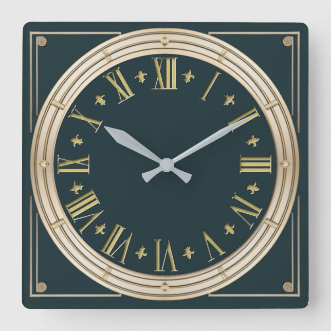 Art Deco Fyrkantig Klocka (Framsida)