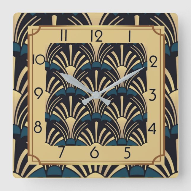 Art Deco Fyrkantig Klocka (Framsida)