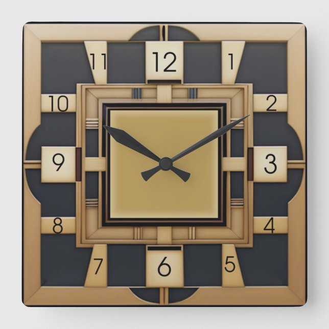 Art Deco Fyrkantig Klocka (Framsida)