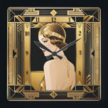 Art Deco Fyrkantig Klocka<br><div class="desc">Underbar klockdesign. Du kommer att kärlek det som andra. Du kan fritt använda den här designen för andra produkter som du gillar eller anpassa och lägga till texten. Följ mig för mer. Tack. Ha en trevlig dag.</div>
