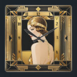 Art Deco Fyrkantig Klocka<br><div class="desc">Underbar klockdesign. Du kommer att kärlek det som andra. Du kan fritt använda den här designen för andra produkter som du gillar eller anpassa och lägga till texten. Följ mig för mer. Tack. Ha en trevlig dag.</div>