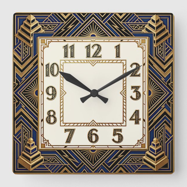 Art Deco Fyrkantig Klocka (Framsida)
