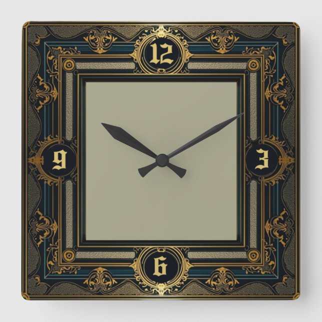 Art Deco Fyrkantig Klocka (Framsida)