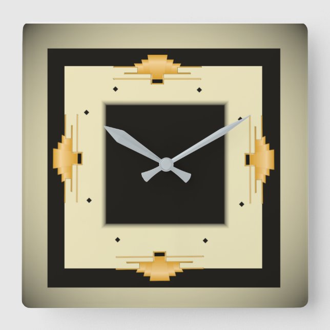 Art Deco Fyrkantig Klocka (Framsida)