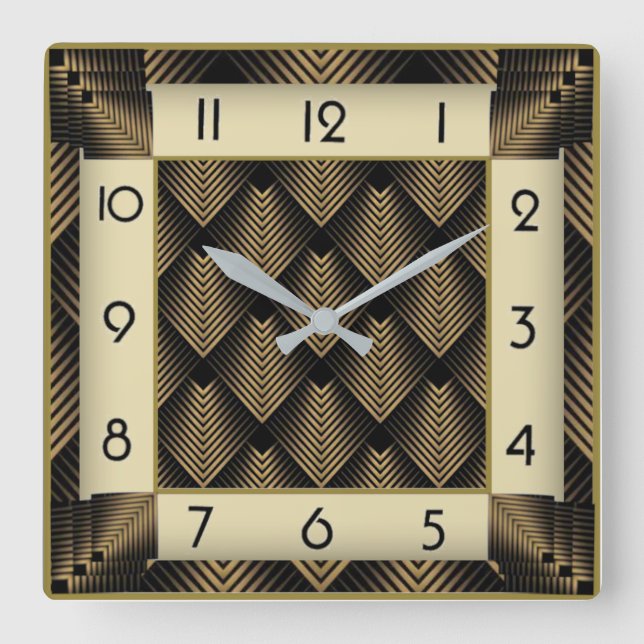 Art Deco Fyrkantig Klocka (Framsida)