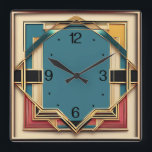 Art Deco Fyrkantig Klocka<br><div class="desc">Underbar klockdesign. Du kommer att kärlek det som andra. Du kan fritt använda den här designen för andra produkter som du gillar eller anpassa och lägga till texten. Följ mig för mer. Tack. Ha en trevlig dag.</div>