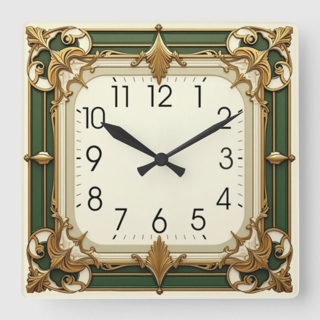 Art Deco Fyrkantig Klocka (Framsida)