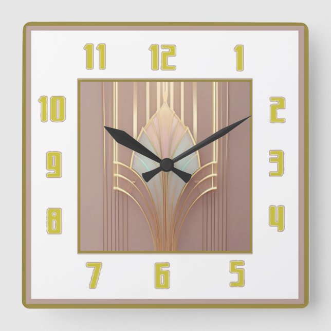 Art Deco Fyrkantig Klocka (Framsida)