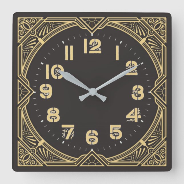 Art Deco Fyrkantig Klocka (Framsida)