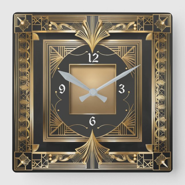 Art Deco Fyrkantig Klocka (Framsida)